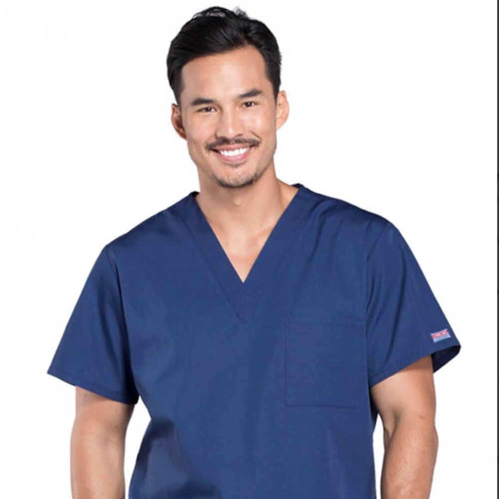 Cherokee Workwear Originals Unisex V-Neck Top #4876 Navy Blue Tall